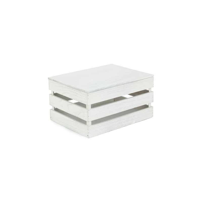 Slatted Wooden Storage Box, 19.5cm H x 30cm W x 40cm D, Natural