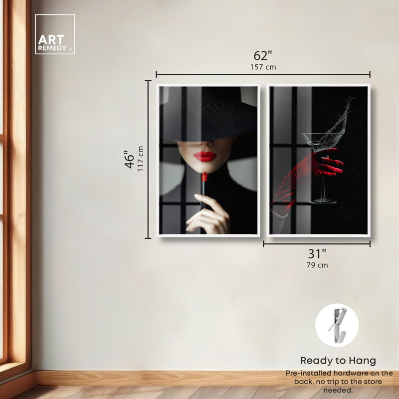 Ensemble de décoration murale « Red Beauty » avec impression Shadowbox par Art Remedy, cadre noir, 10 x 15, 46" H x 31" W