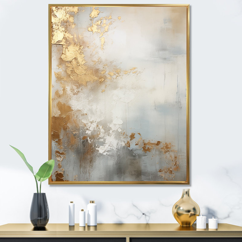 Beige bleu or océan tempête I - formes abstraites, impressions d'art mural, Black Picture Framed, 40" H x 30" W