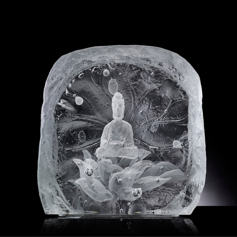 LIULI Crystal, Guanyin Buddha, sans forme, mais pas sans forme | Dans une fleur, une feuille - Lumières (édition d'artiste)