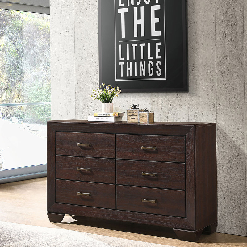 Commode 6 tiroirs, Marron foncé