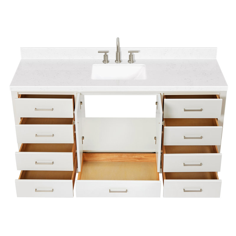 Ensemble de meuble-lavabo simple 66 po , Rectangular, Blanc