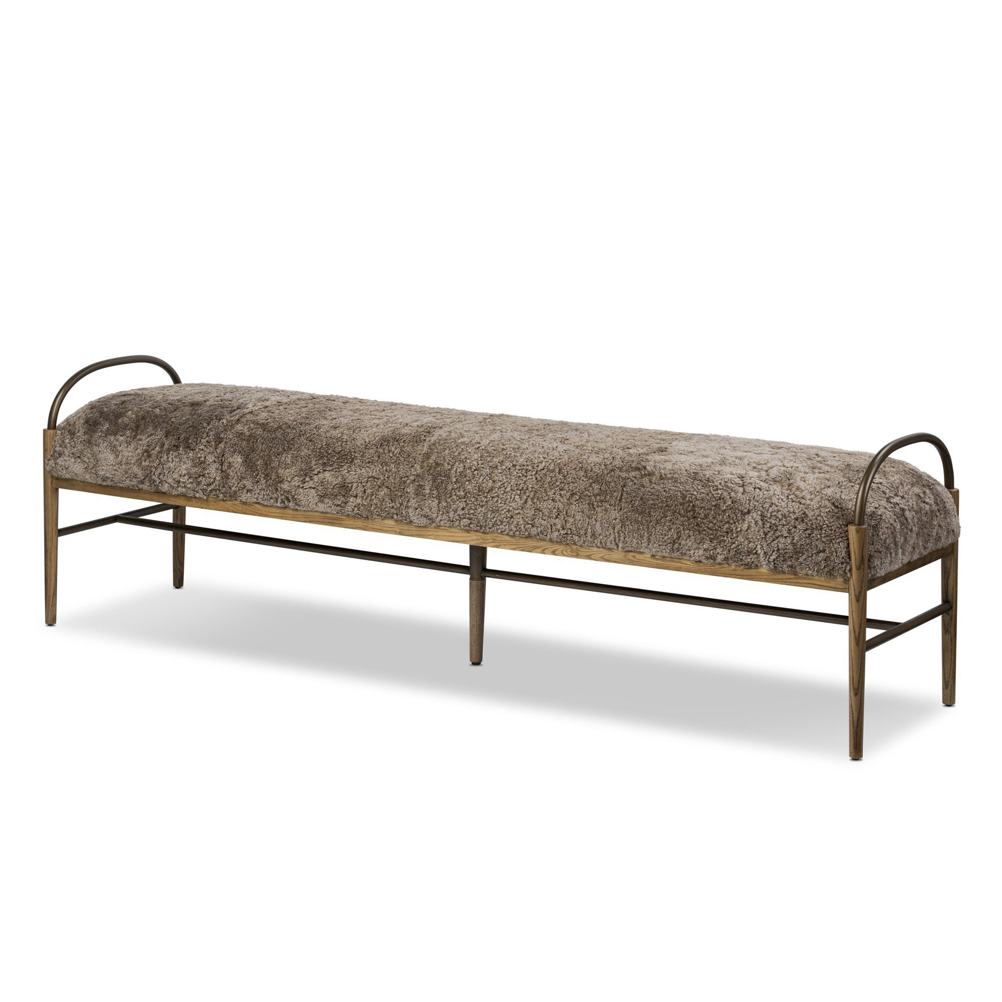 Demi Accent Bench, Taupe Shearling