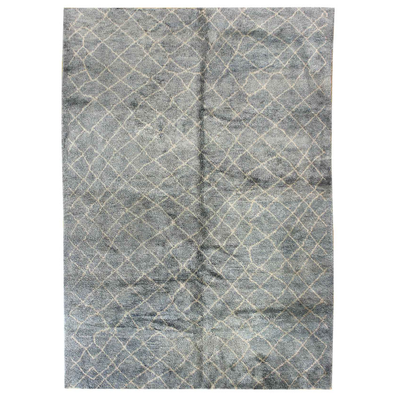 Tapis bleu marocain unique de 8 pi 4 po x 12 pi 2 po