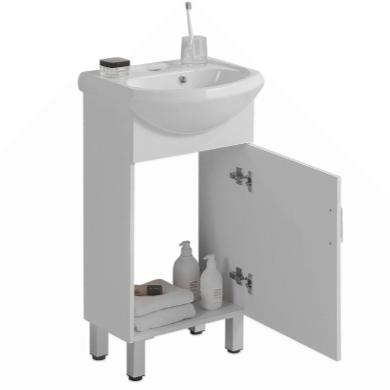 Mini armoire de salle de bain 18 po avec lavabo en céramique
