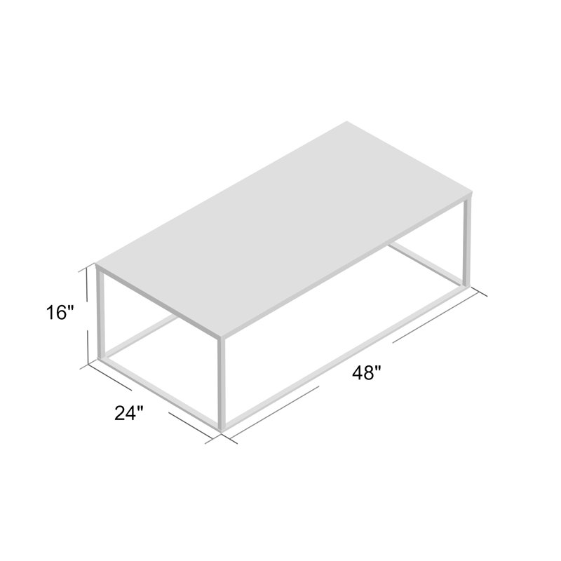 Minimalista Solid Wood Coffee Table, White, 13" H x 60" W x 29" D