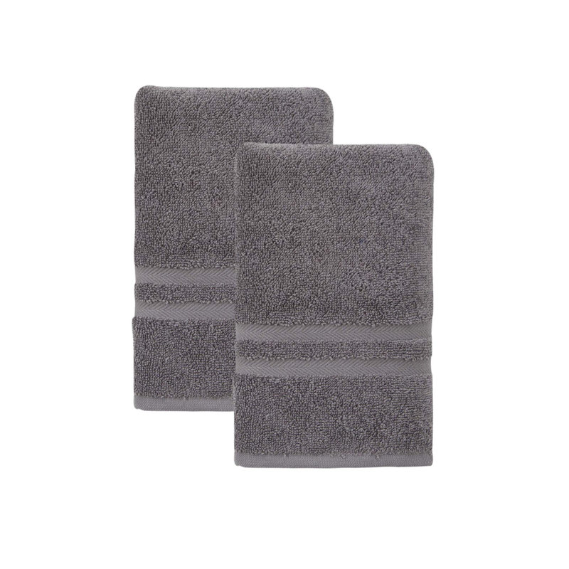 Ensemble de deux serviettes de toilette en coton turc gris foncé, 40 x 75 cm