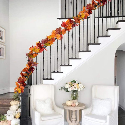 Fête des récoltes, Simulation, feuille d'érable, escalier en rotin, jardin, porte et fenêtre, décoration murale, Action de grâce d'Halloween