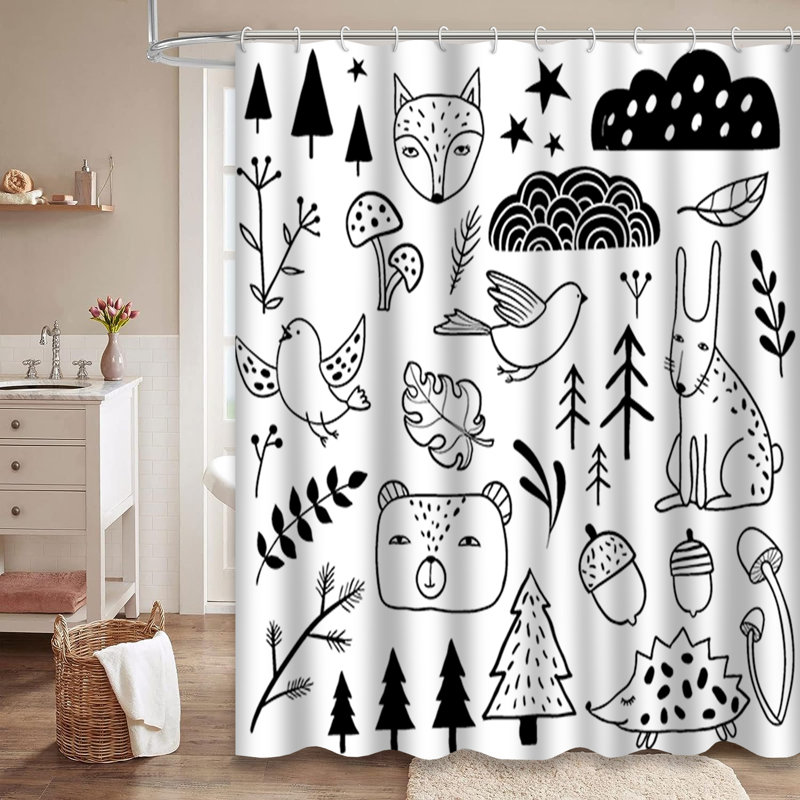 Rideau de douche avec 12 crochets, L 72 po x l 72 po