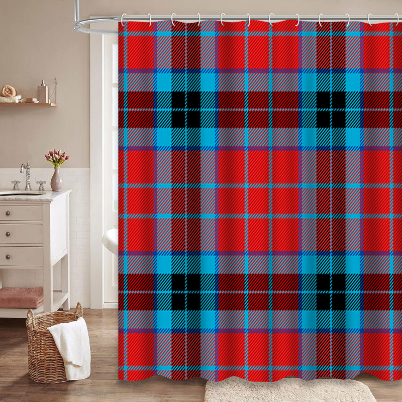 Rideau de douche Christmas New Year Tartan, L 72 po x l 84 po