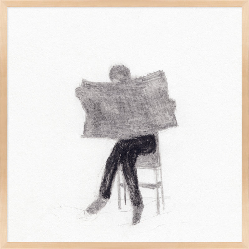 I Read The News Today Painting by Simon Schneiderman, 24" H x 24" W, Brown