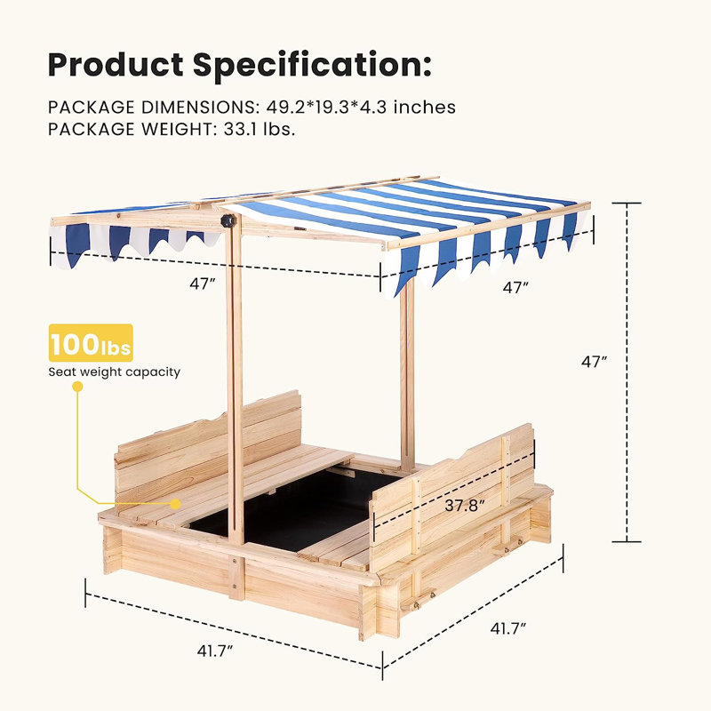VIVOHOME x Solid Wood Sandbox with Cover