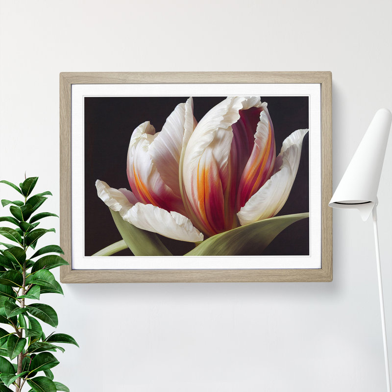 Feisty Flower - Single Picture Frame Print, 25cm H x 34cm W x 2cm D, Oak