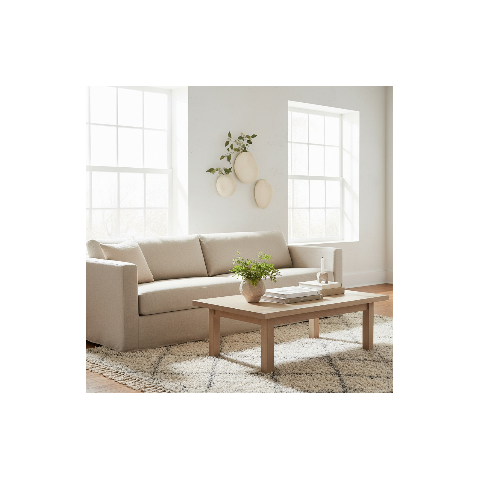 3 Piece Pebble Wall Vase Set, Ivory