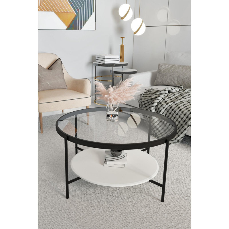 Glorias Coffee Table, Transparent/White