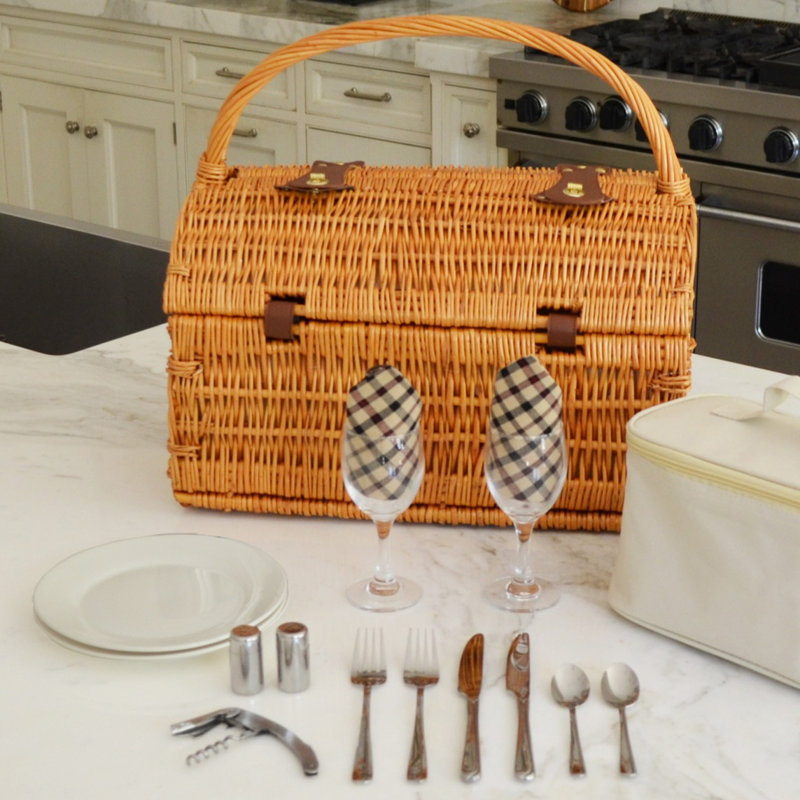 Panier de pique-nique Yorkshire pour quatre, Tissu écossais de Londres