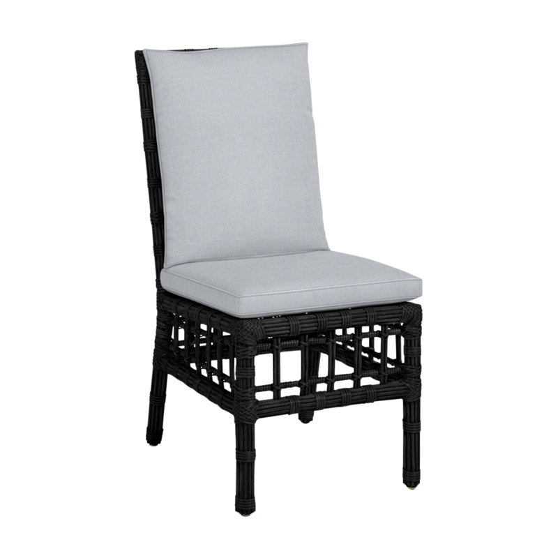 Chaise d'appoint d'extérieur en résine tressée Newport N-Dura, Welt, Lin chambray, Onyx