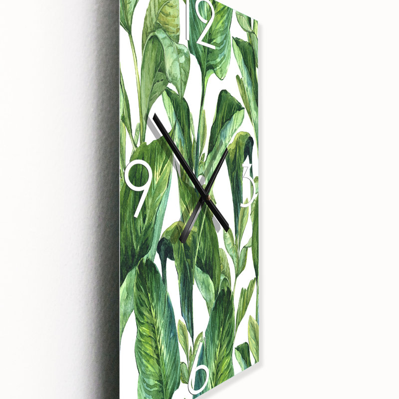 Horloge murale feuillage de feuilles tropicales, Petit
