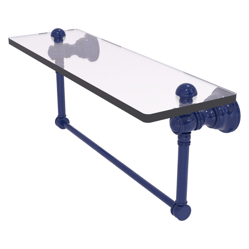 Tablette flottante avec barre à serviettes Carolina, H 7 po x l 16 po x P 5,54 po, Bleu méditerranéen