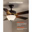 Ventilateur de plafond, ensemble de lumière de ventilateur en forme de bol de 750 lm et 3000 K avec chaîne de traction, 2 ampoules à DEL, luminaire de remplacement pour le salon, la salle à manger, la chambre à coucher, l'intérieur, abat-jour en verre blanc nickel brossé