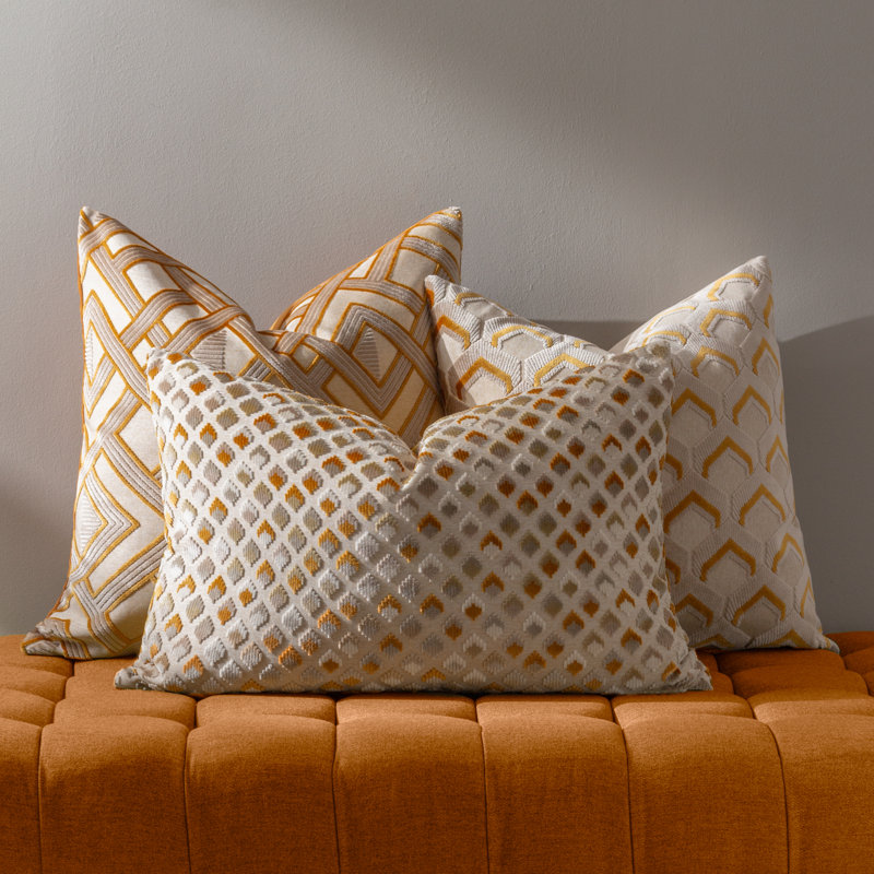 Pikus Geometric Rectangular Lumbar Cushion, Gold