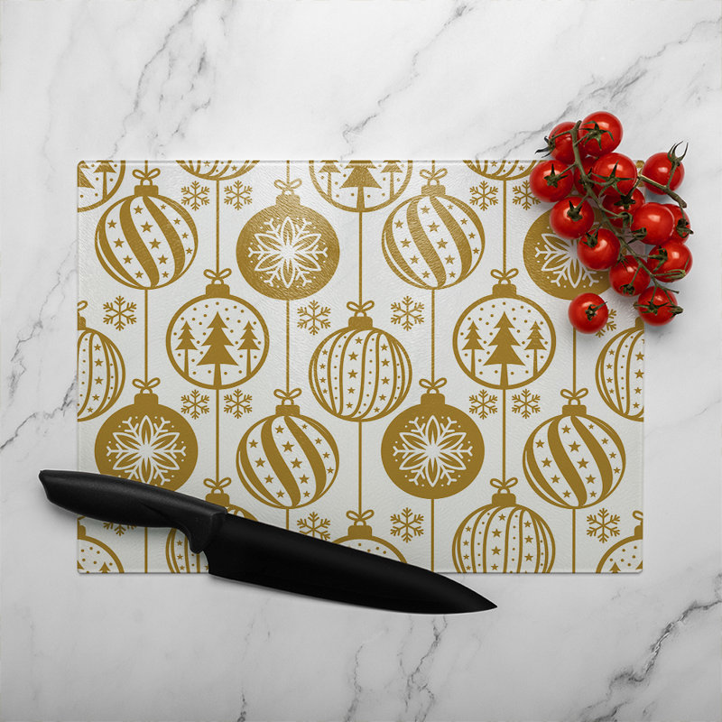 Christmas Baubles Dining Glass Chopping Board
