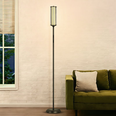 64.17" RGBIC Cylinder Bright Floor Lamps With Glass Lampshade With Wire Reinforcement And Remote Control