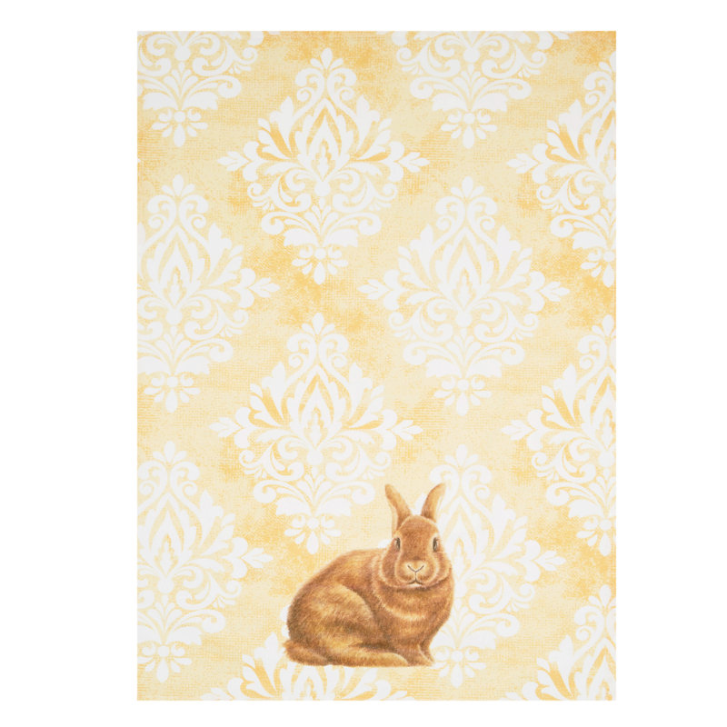 Serviette Damask, Lapin blanc / brun damassé blanc