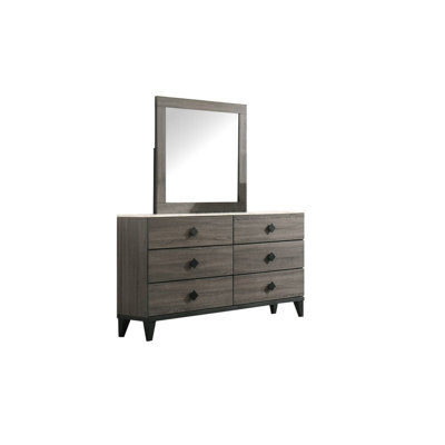 6 Drawer Double Dresser with Mirror