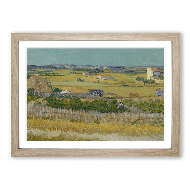 The Harvest by Vincent Van Gogh - Picture Frame Painting, 48cm H x 65cm W x 2cm D, Oak