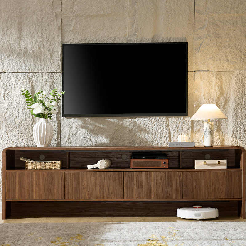 Dulane 70'' Modern TV Stand with Open Shelf&Large Storage Space for TVs up to 75'',Walnut, Walnut