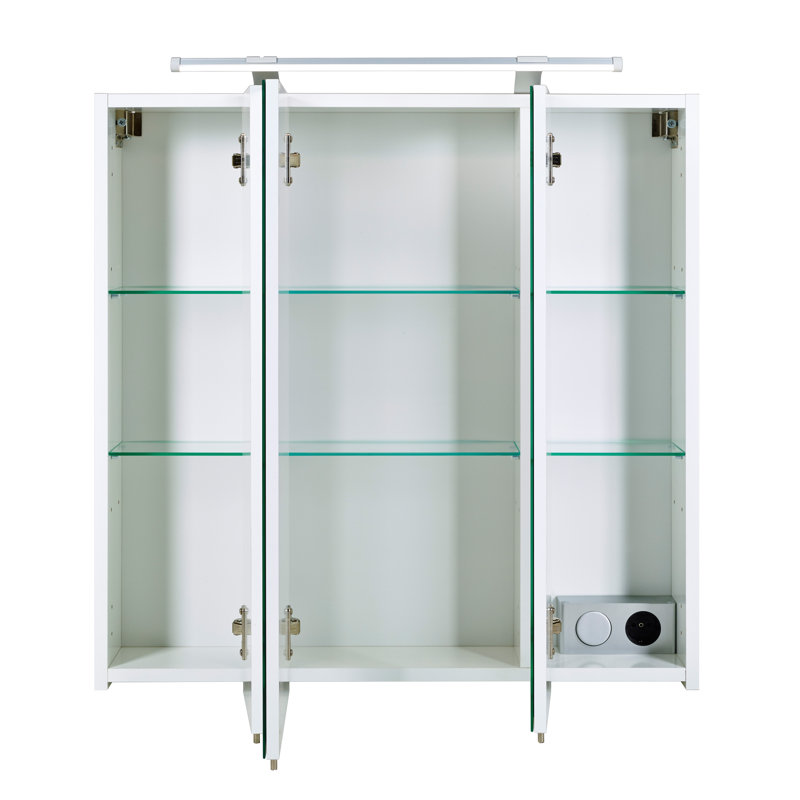 Sofia 700mm W 757mm H Surface Medicine Cabinet Mirror 6 Fixed, White