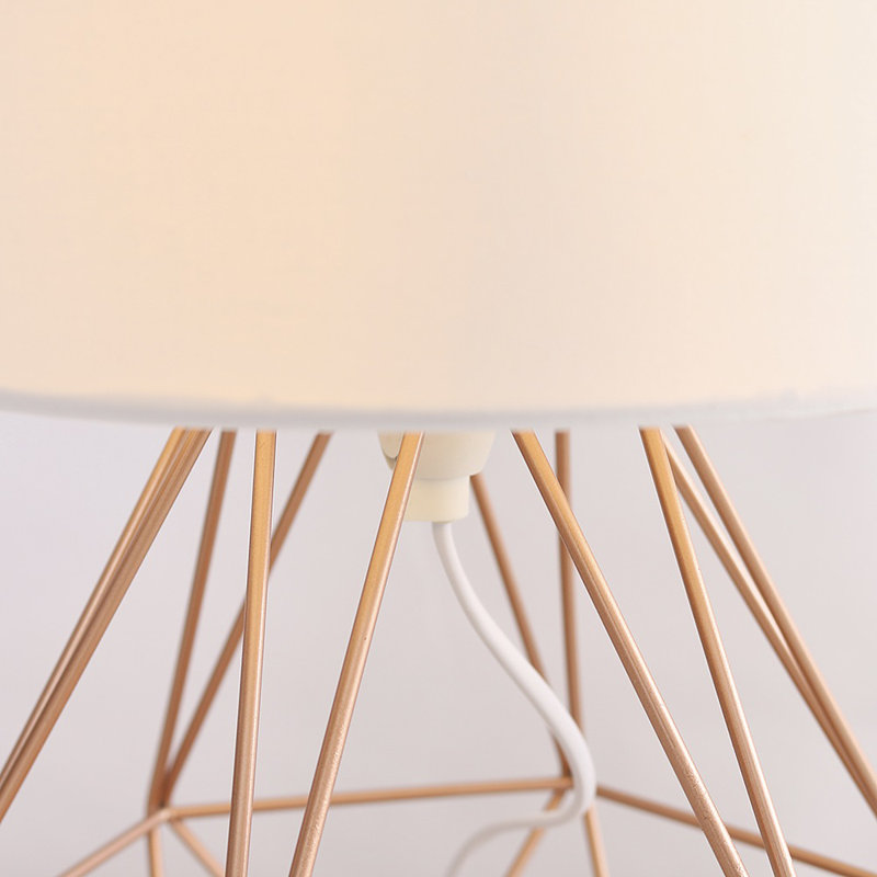Haigler Metal Table Lamp, White, No Bulb, Copper
