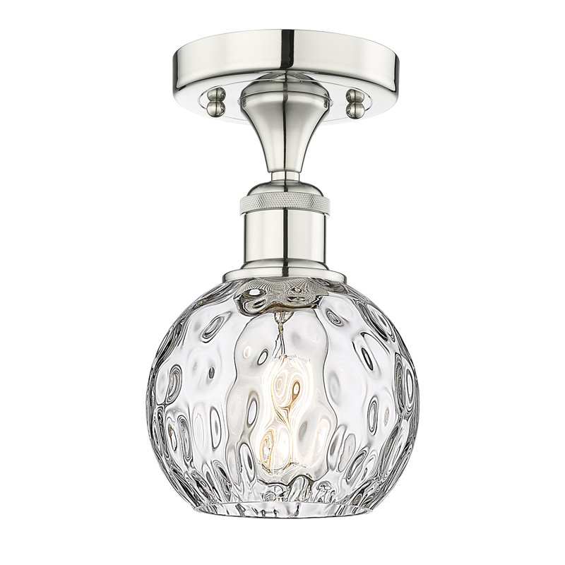 Cindi Glass Semi Flush Mount, LED, Polished Nickel, 8.75" H x 6" W x 6" D