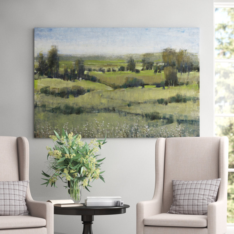« matinée horizon ii », impression sur toile, H 18 po x l 26 po x P 1,5 po, Toile avec cadre noir, Pas de tapis