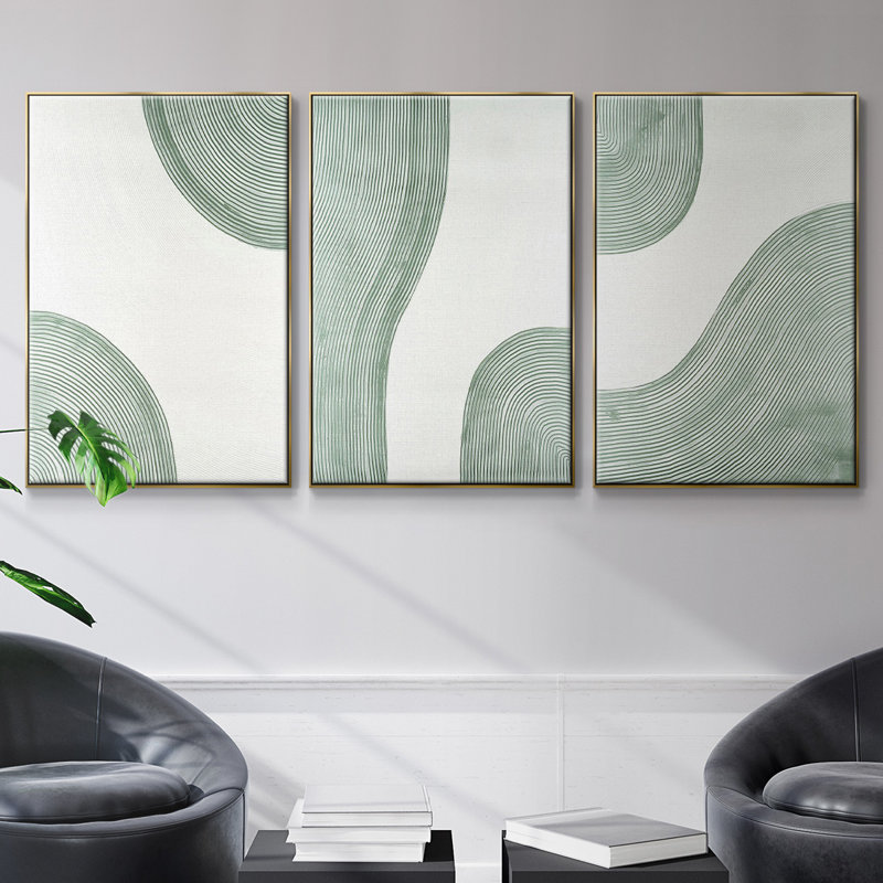 «Get Going I», reproduction sur toile 3 pièces, H 36 po x l 72 po x P 2 po, Or