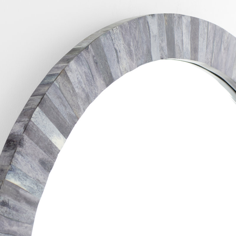 Nautilus Bone Round Mirror, Gray