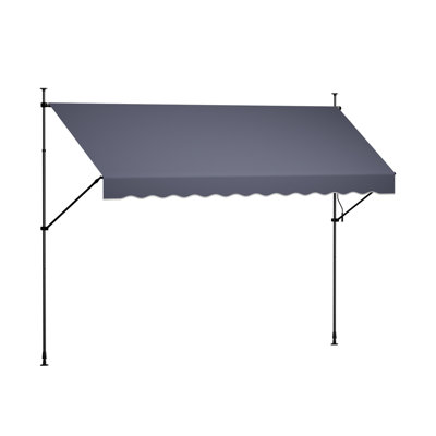Auvent manuel rétractable manuel, auvent de terrasse d'extérieur avec auvent rétractable de 138 po, auvent de porte de patio à hauteur réglable avec manivelle pour cour, jardin, balcon, gris foncé