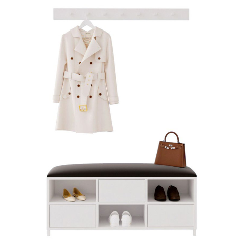 Upholstered Storage Bench, White