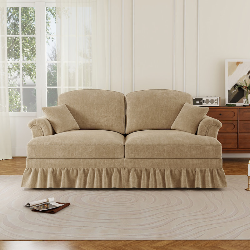 Très grand canapé deux places Mid-Century, Café clair, H 36,6 po x l 76,4 po x P 32,8 po