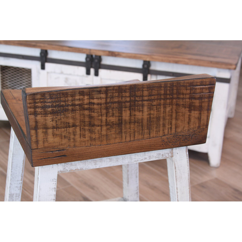 Tabouret 24 "Pueblo - avec siège et base en bois - finition brune, Tabouret de comptoir (siège d’une hauteur de 24