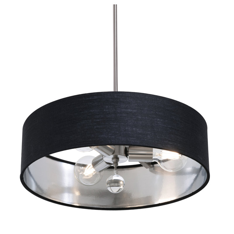 Luminaire suspendu Woodvale - 18 po, Nickel satiné, Noir / argent