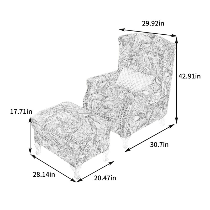 Sponge chenille jacquard recliner in solid wood