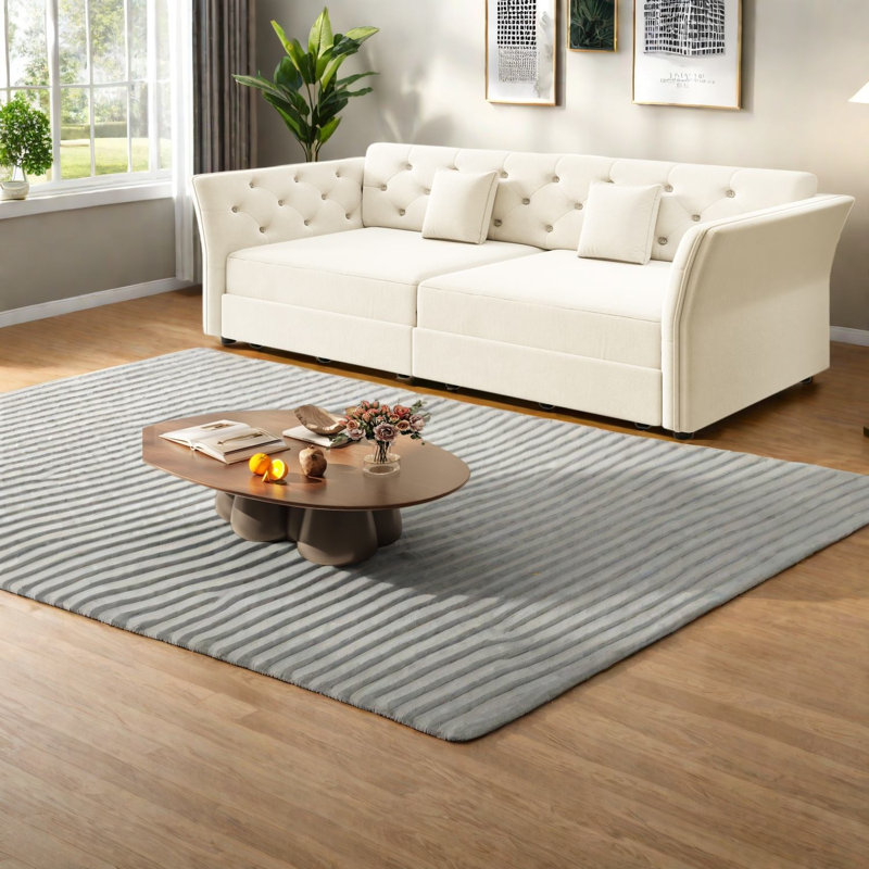 Canapés multifonctionnels, lit escamotable en velours de 74,4 pouces, maison moderne, Beige
