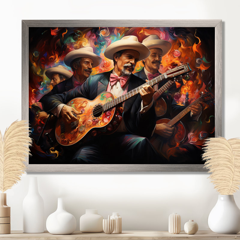 «Mexico Mariachi Melody Musical II», reproduction d'art sur toile, 16" H x 32" W, Black Picture Framed