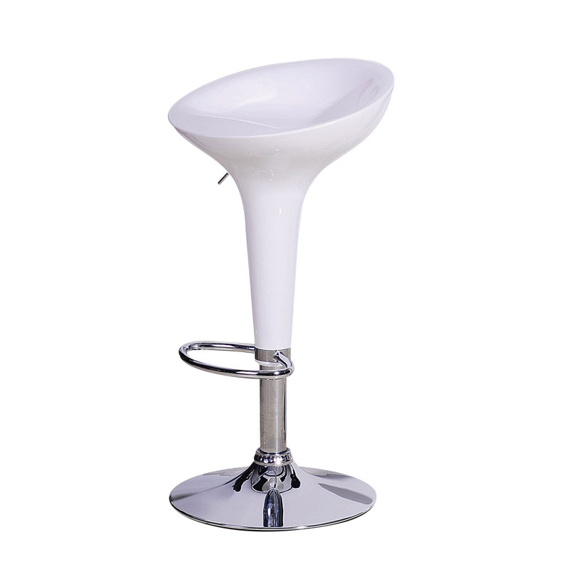 Huntington Swivel Adjustable Height Bar Stool, Chrome/White