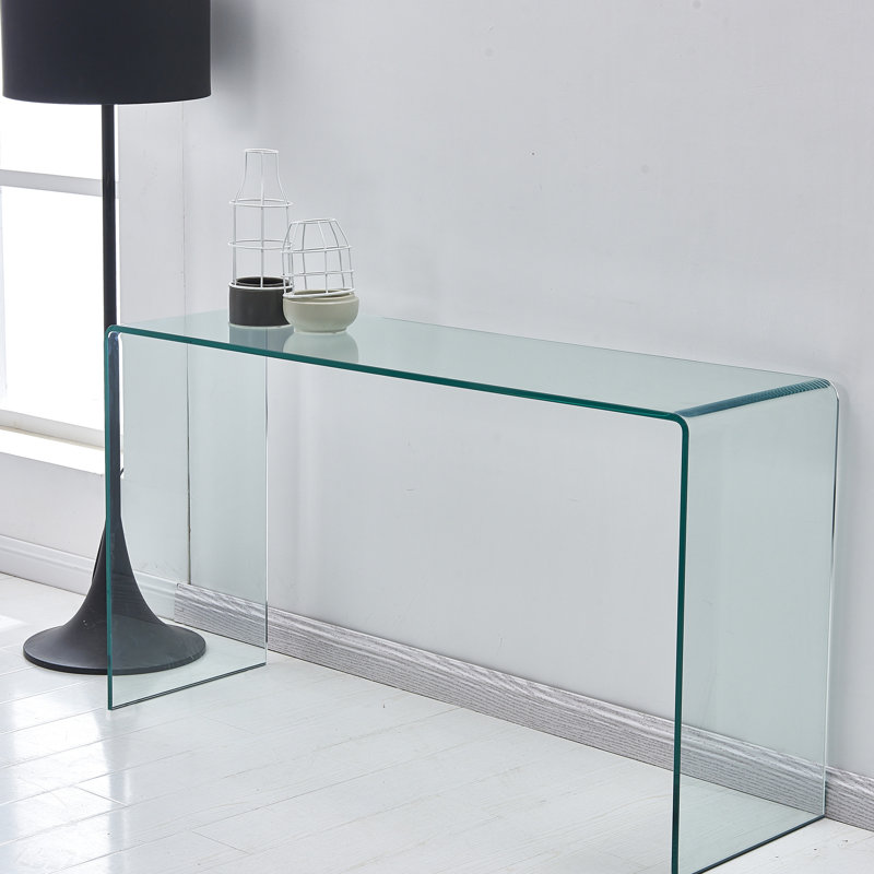 Bureau d'étude en verre transparent avec coins arrondis - surface à gratter pratique et fonctionnelle pour table trempée à long terme, plateau transparent, bords simples et élégants