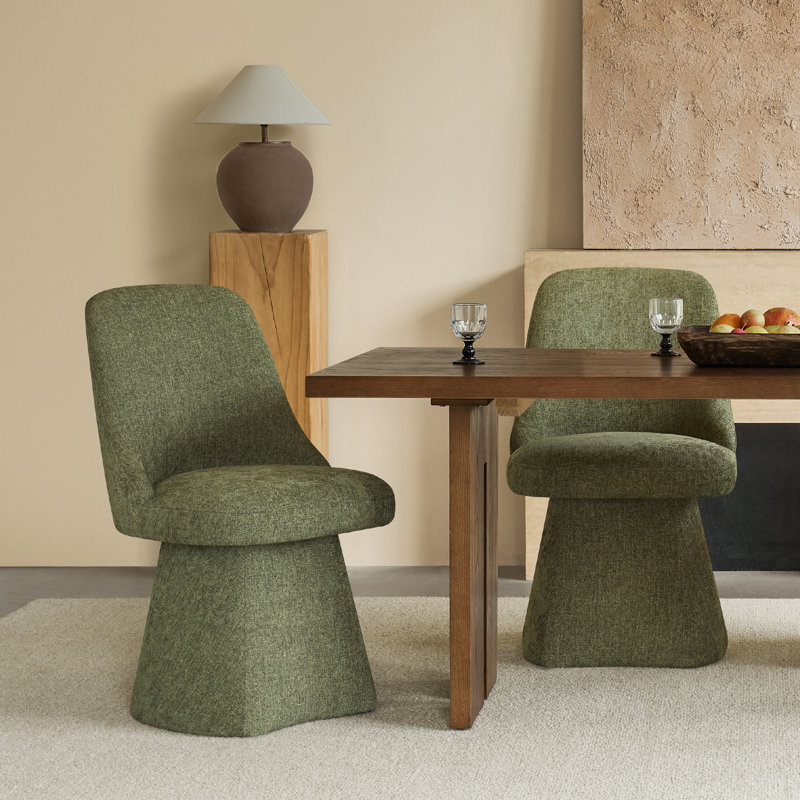 Swivel Fabric Upholstered Dining Chair, Moss Green