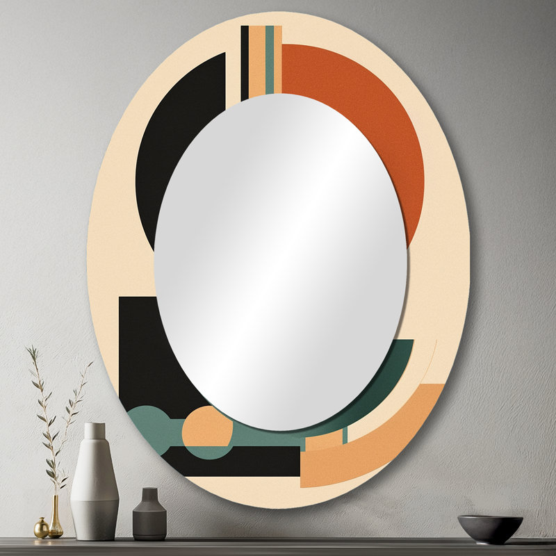 Crème miroir crème ovale minimaliste vert crème, 43 po x 33 po
