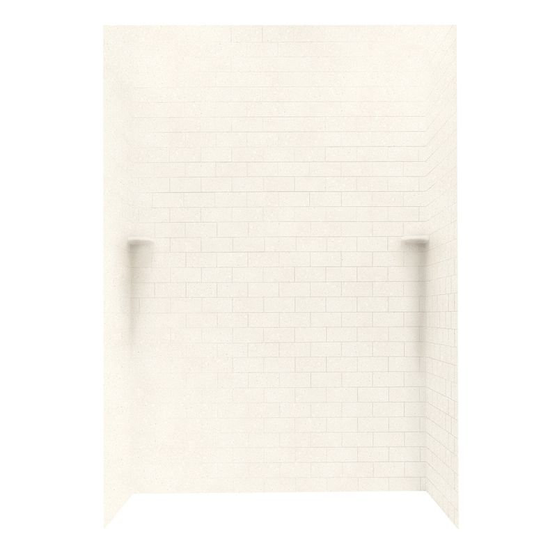Solid Surface Three Panel Shower Wall, Pebble, 96" H x 62" W x 36" D